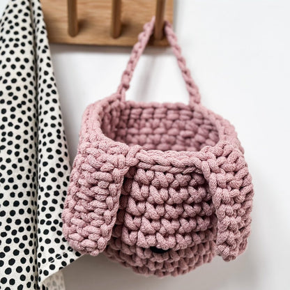Zuri House Crochet Bunny Basket - Powder Pink