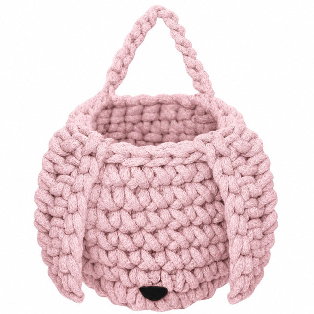 Zuri House Crochet Bunny Basket - Powder Pink