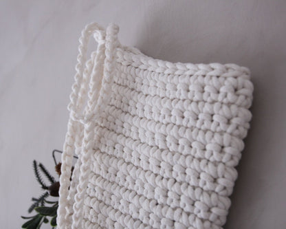Zuri House Large Crochet Christmas Stocking - Ivory