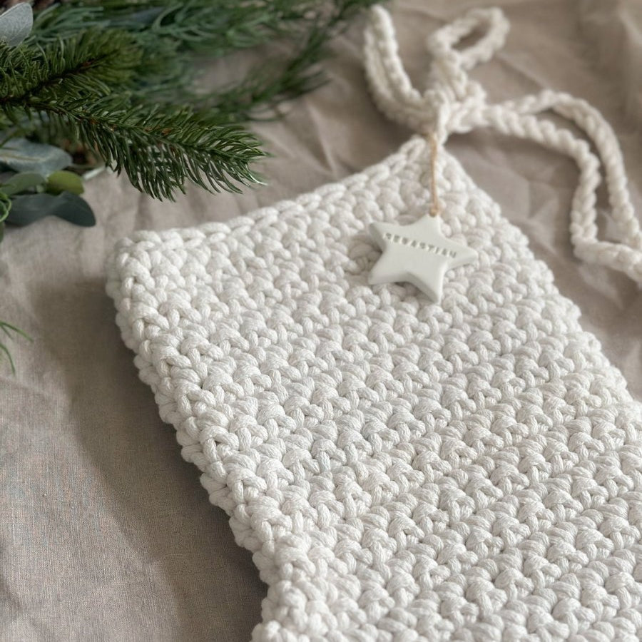 White knitted christmas stocking
