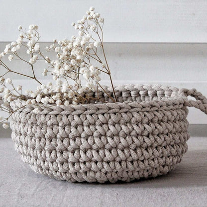 Zuri House Crochet Small Flat Basket - Beige