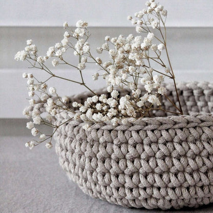 Zuri House Crochet Small Flat Basket - Beige