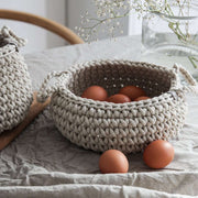 Zuri House Crochet Small Flat Basket - Beige