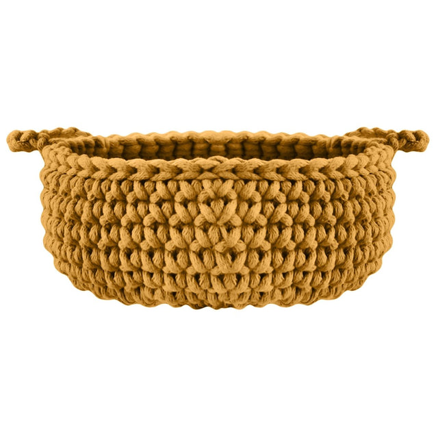 Zuri House Crochet Small Flat Basket - Mustard