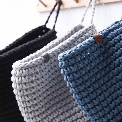 Zuri House Crochet Hanging Bag - Light Grey