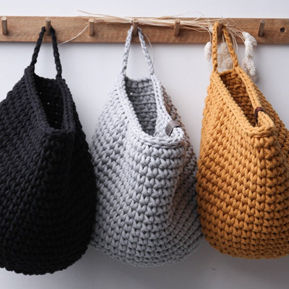 Zuri House Crochet Hanging Bag - Light Grey