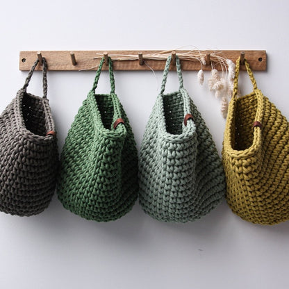 Zuri House Crochet Hanging Bag - Light Olive