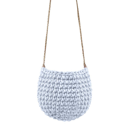 Zuri House Small Crochet Hanging Basket - Baby Blue