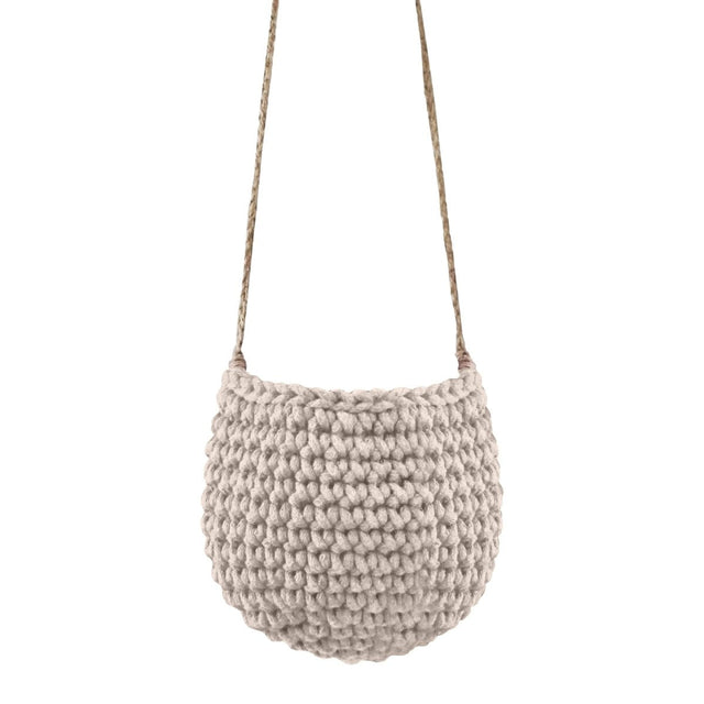 Zuri House Small Crochet Hanging Basket - Beige
