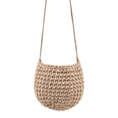 Zuri House Small Crochet Hanging Basket - Caramel