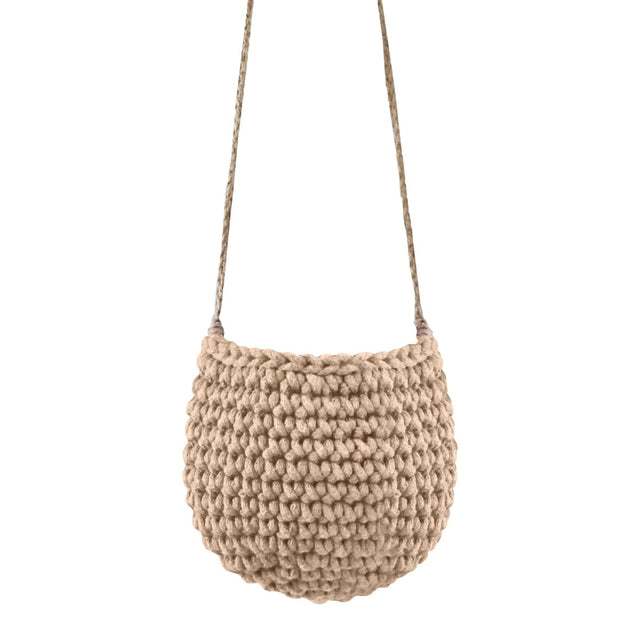 Zuri House Small Crochet Hanging Basket - Caramel