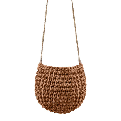Zuri House Small Crochet Hanging Basket - Cinnamon