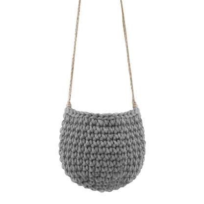 Zuri House Small Crochet Hanging Basket - Dark Grey