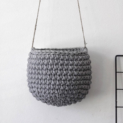 Zuri House Small Crochet Hanging Basket - Dark Grey