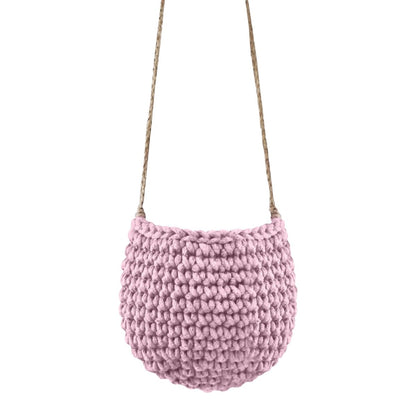 Zuri House Small Crochet Hanging Basket - Dusty Rose