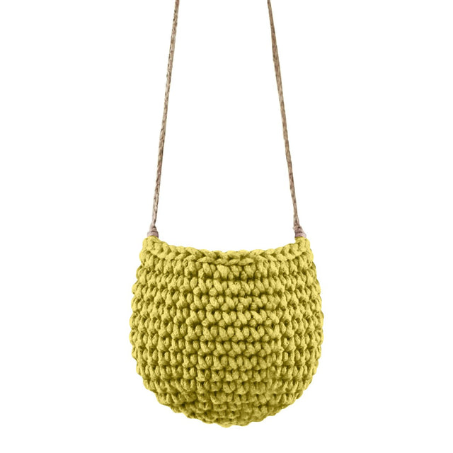 Zuri House Small Crochet Hanging Basket - Golden Kiwi