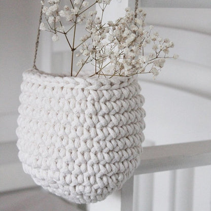 Zuri House Small Crochet Hanging Basket - Ivory