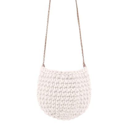 Zuri House Small Crochet Hanging Basket - Ivory
