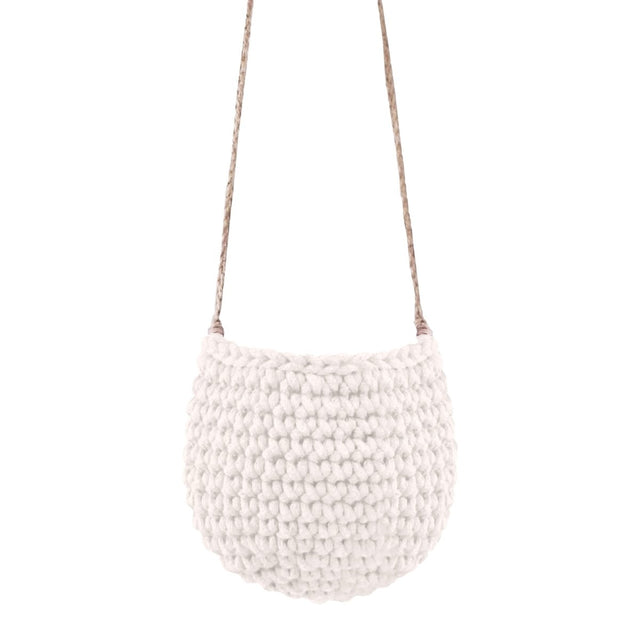 Zuri House Small Crochet Hanging Basket - Ivory