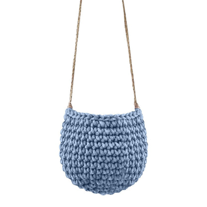 Zuri House Small Crochet Hanging Basket - Light Denim