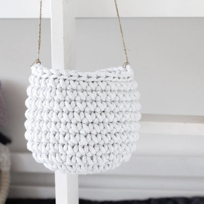 Zuri House Small Crochet Hanging Basket - Light Grey