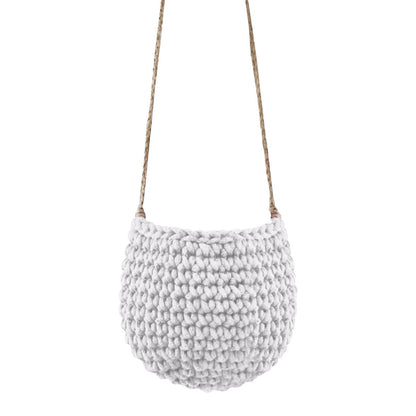 Zuri House Small Crochet Hanging Basket - Light Grey
