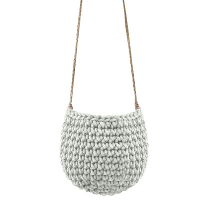 Zuri House Small Crochet Hanging Basket - Light Olive