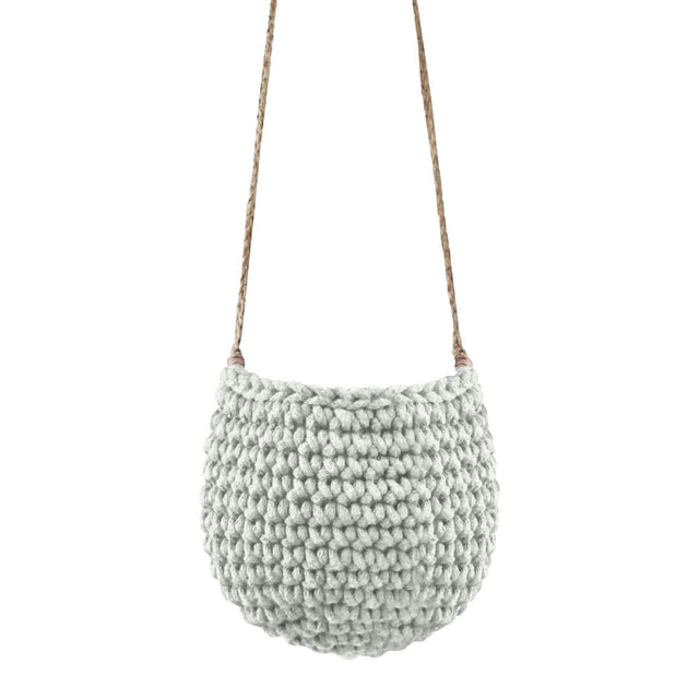Zuri House Small Crochet Hanging Basket - Light Olive
