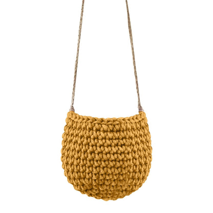 Zuri House Small Crochet Hanging Basket - Mustard