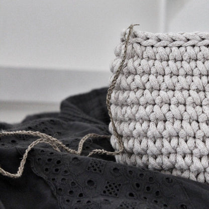Zuri House Small Crochet Hanging Basket - Oatmeal