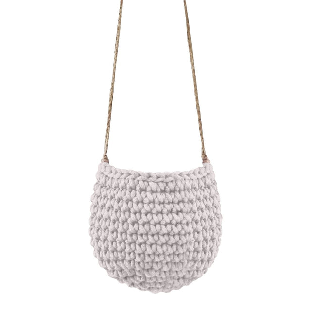 Zuri House Small Crochet Hanging Basket - Oatmeal