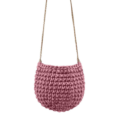 Zuri House Small Crochet Hanging Basket - Old Rose