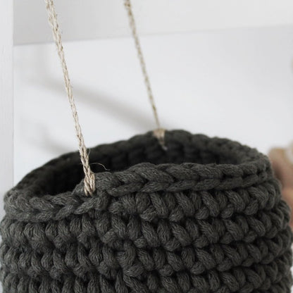 Zuri House Small Crochet Hanging Basket - Olive Green