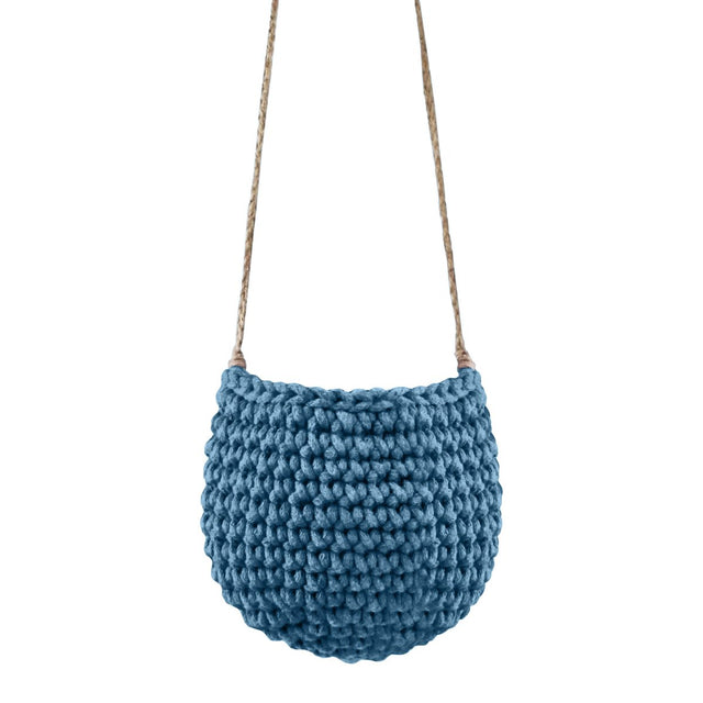 Zuri House Small Crochet Hanging Basket - Petrol