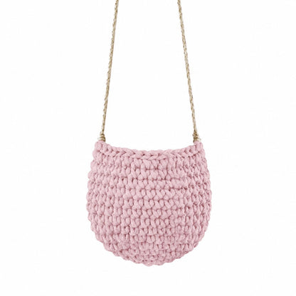 Zuri House Small Crochet Hanging Basket - Powder Pink