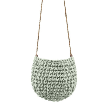 Zuri House Small Crochet Hanging Basket - Sage