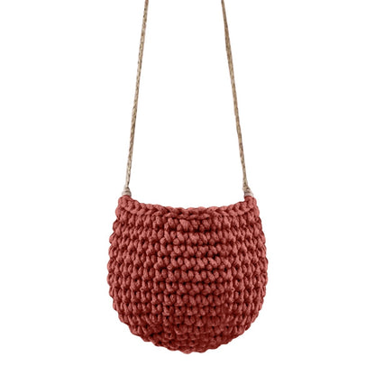 Zuri House Small Crochet Hanging Basket - Terracotta