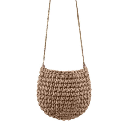Zuri House Small Crochet Hanging Basket - Toffee