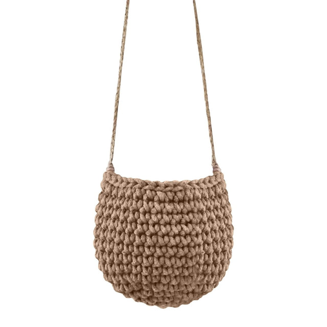 Zuri House Small Crochet Hanging Basket - Toffee
