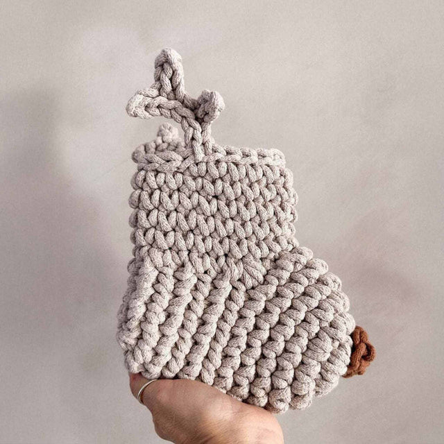 Zuri House Crochet Cinnamon Nosed Reindeer Stocking - Oatmeal