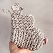 Zuri House Crochet Pink Nosed Reindeer Stocking - Oatmeal