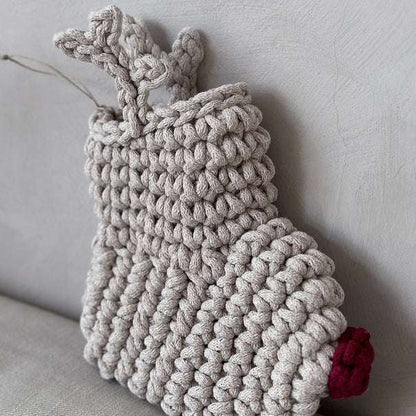 crocheted reindeer Christmas stocking