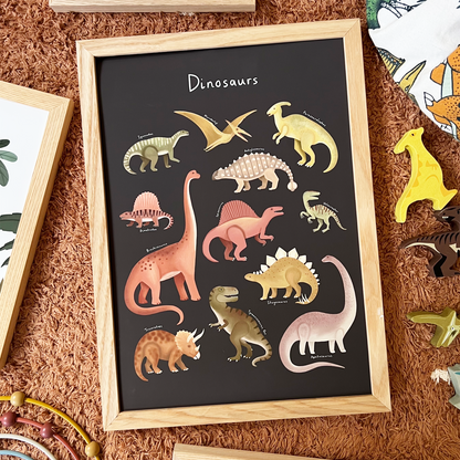 Kid of the Village Dinosaur Chart Fine Art Print - Black
