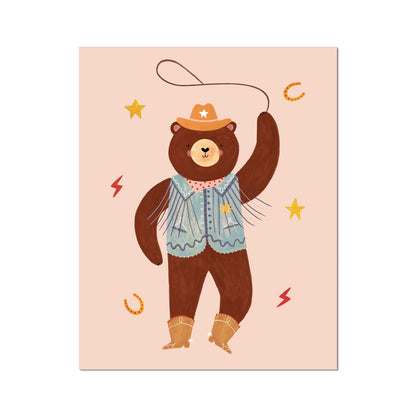 Kid of the Village Cowboy Bear Fine Art Print