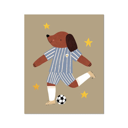 Kid of the Village Footie Pup Fine Art Print - Blue Stripe