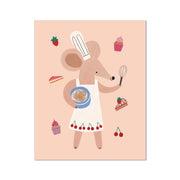 Kid of the Village Little Baker Mouse Fine Art Print - Peach