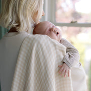 Ralphie Bear Large Muslin Swaddle - Gingham Beige