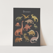 Kid of the Village Dinosaur Chart Fine Art Print - Black