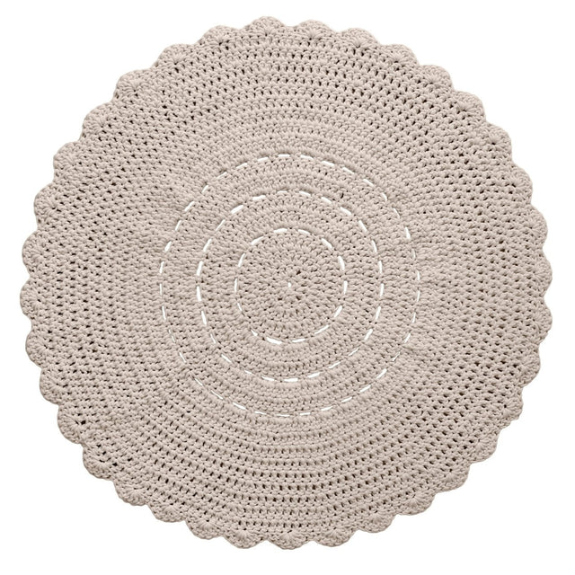 Zuri House Crochet Doily Rug - Beige