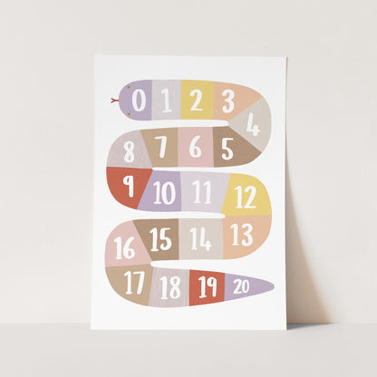 Kid of the Village Number Snake Fine Art Print - Pink, Beige